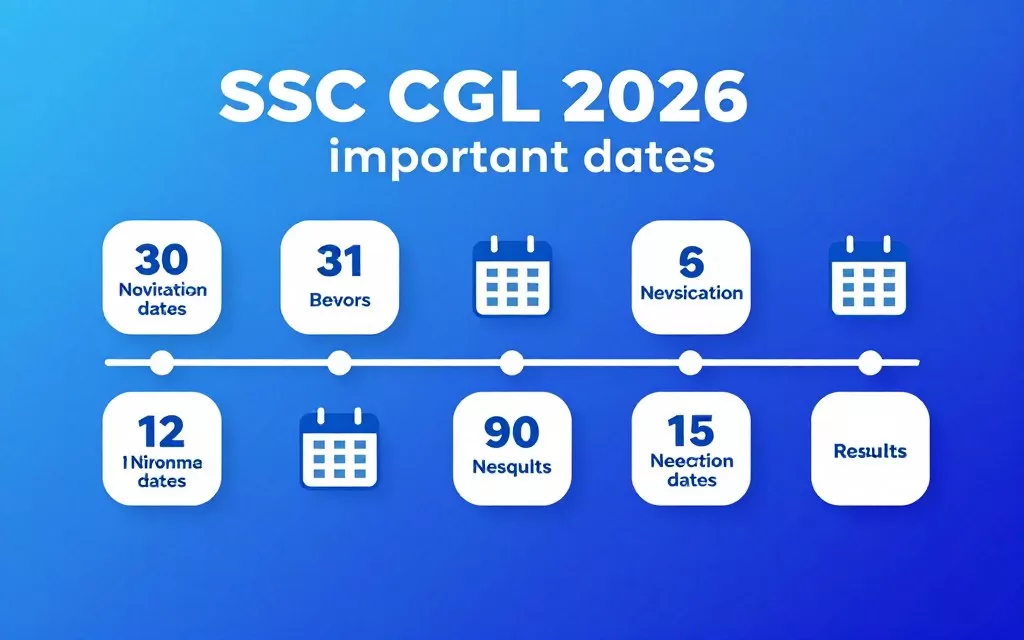 Timeline showing all SSC CGL 2026 important dates from notification to result
