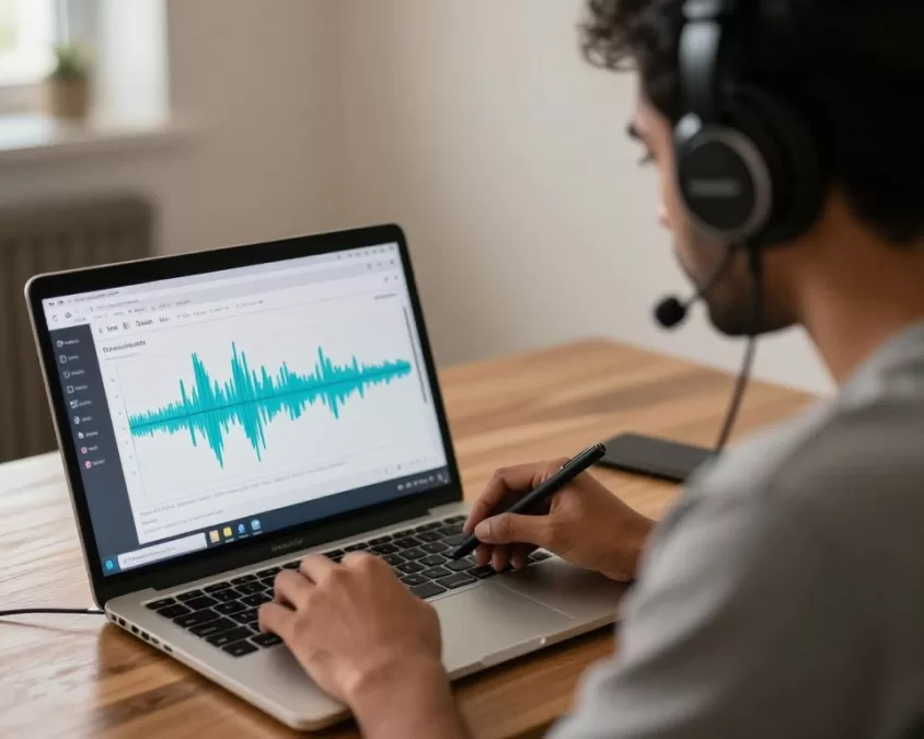 TranscribeMe specialist transcribing audio files into text documents