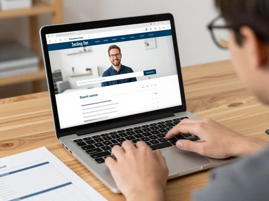 User testing website on computer