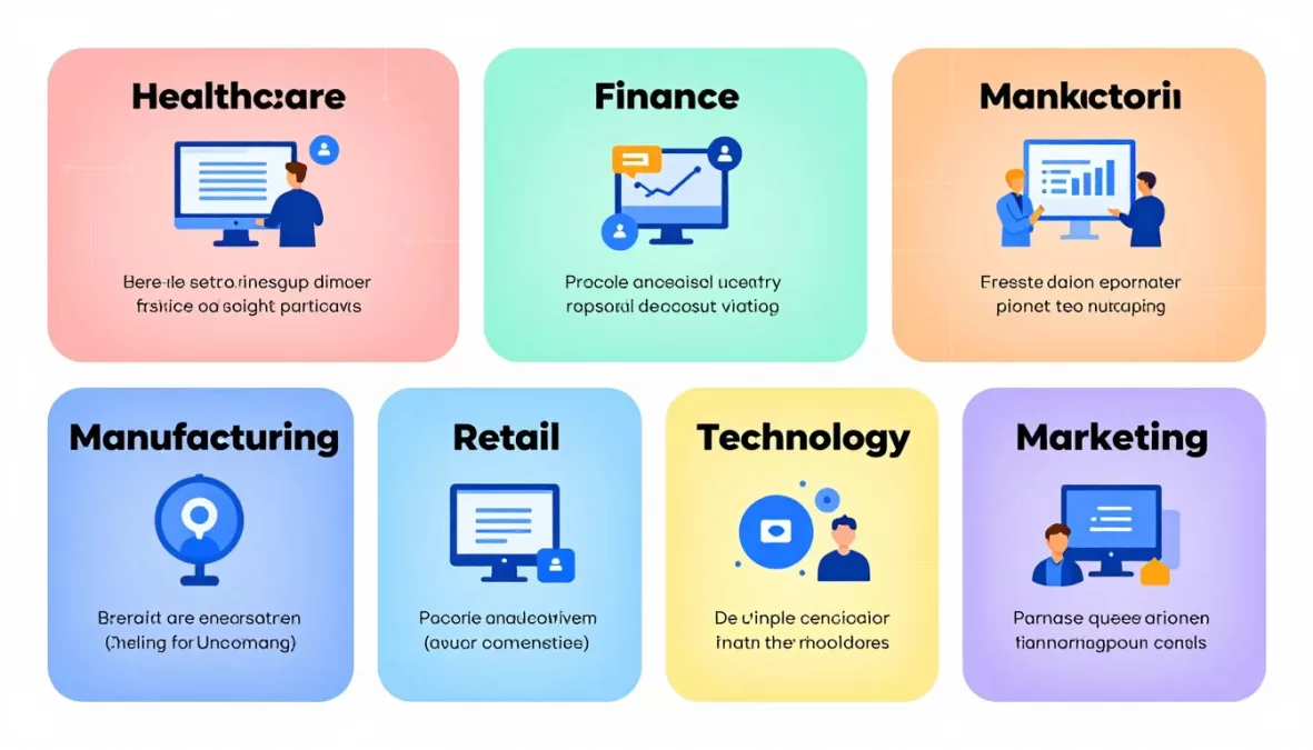 Various industries utilizing AI technology across different business sectors