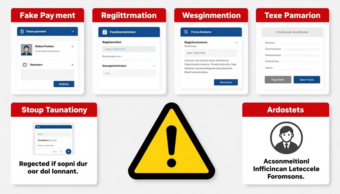 Warning illustration showing common data entry job scams and red flags to avoid