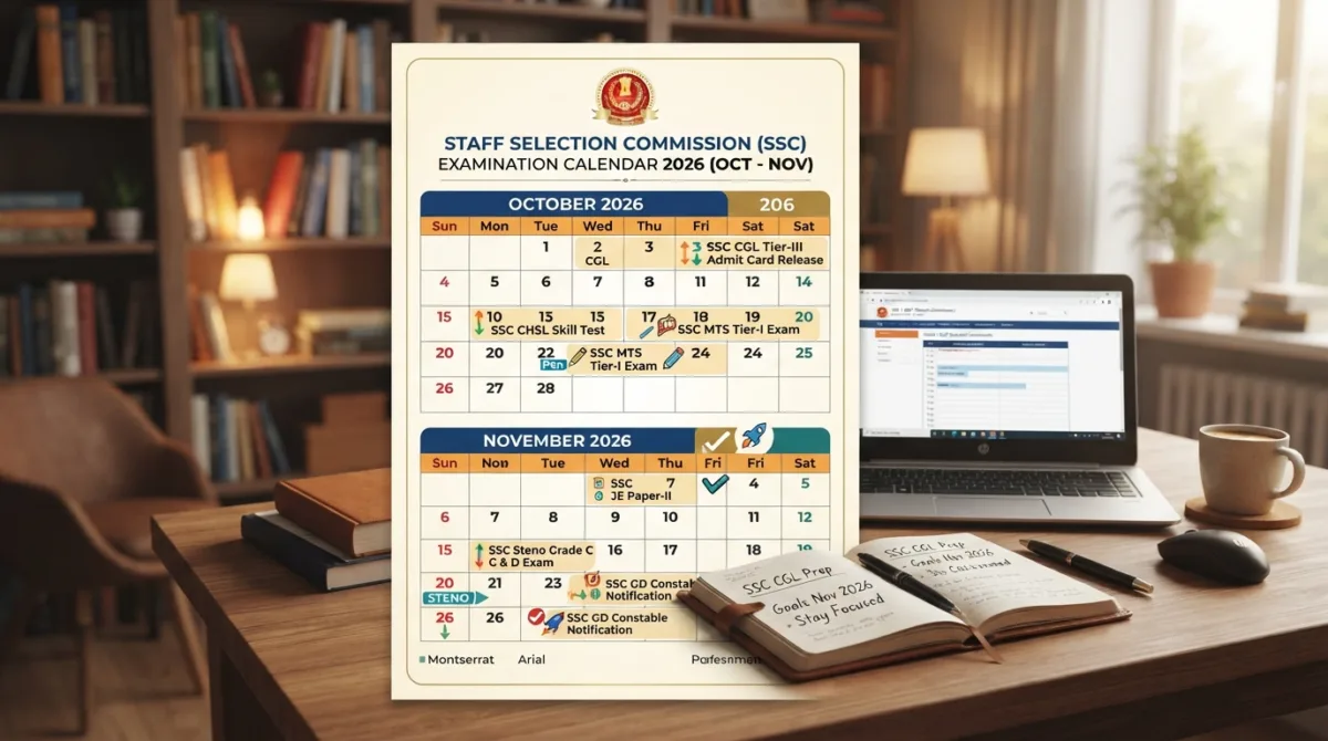 SSC upcoming exam dates October November 2026
